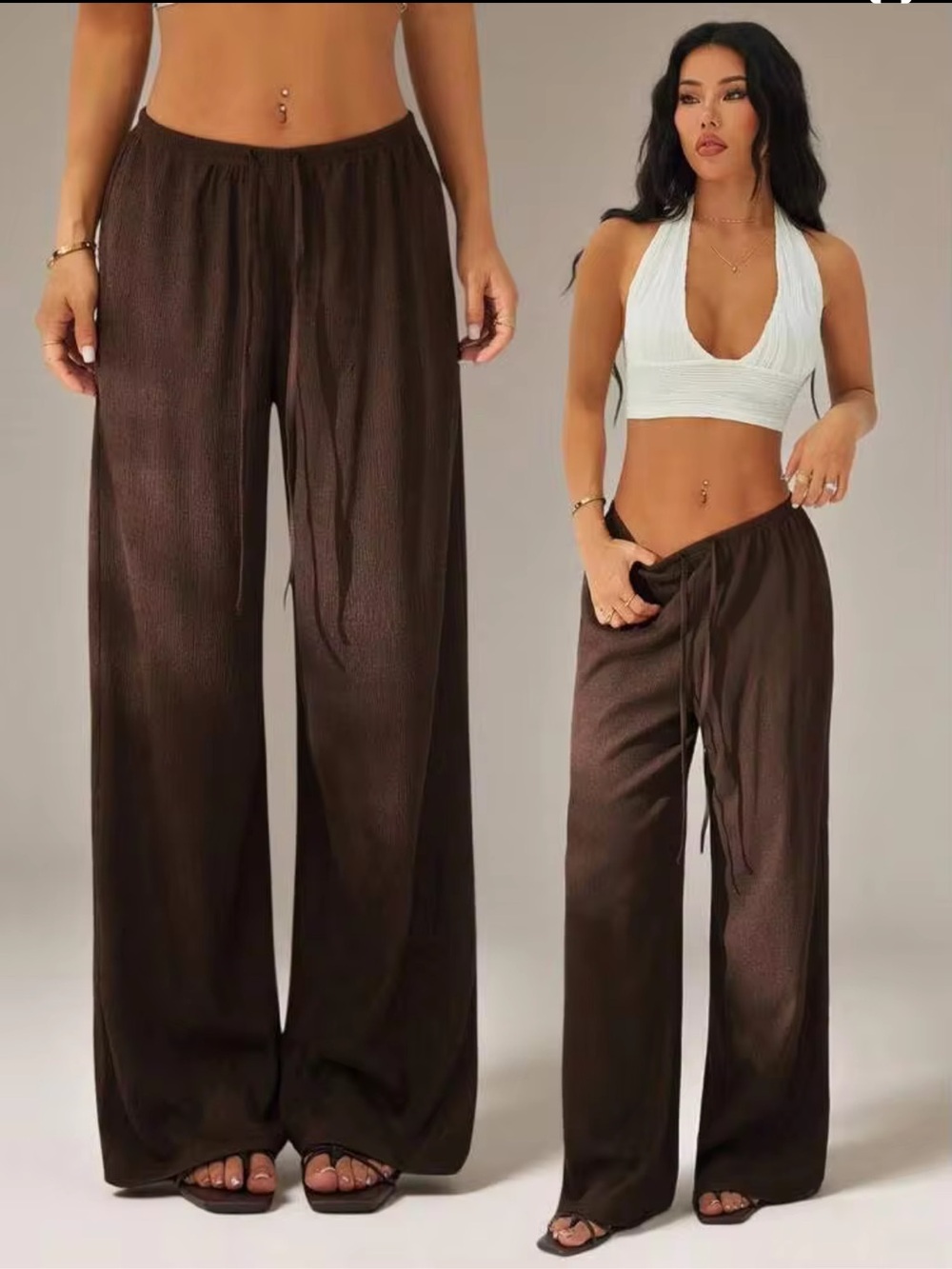Wide-Leg lounge pants - Brown
